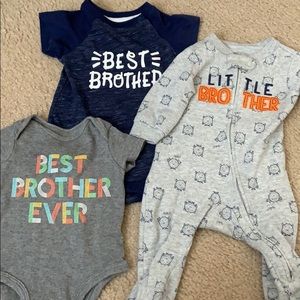3 Brother one pieces blue is 3-6 month others 3M
